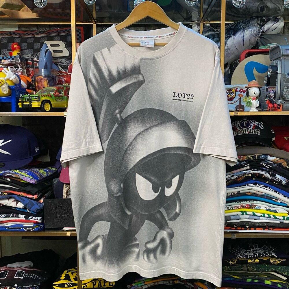 Vintage Y2K Lot29 WB Looney Tunes Marvin The Martian AOP Graphic T-Shirt XL 2006